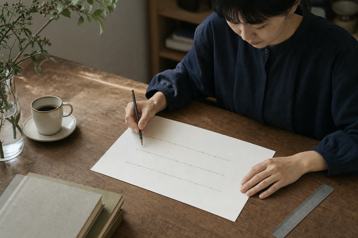 計画・導入・評価の3つの期間を線で描いた時間軸のメモ
